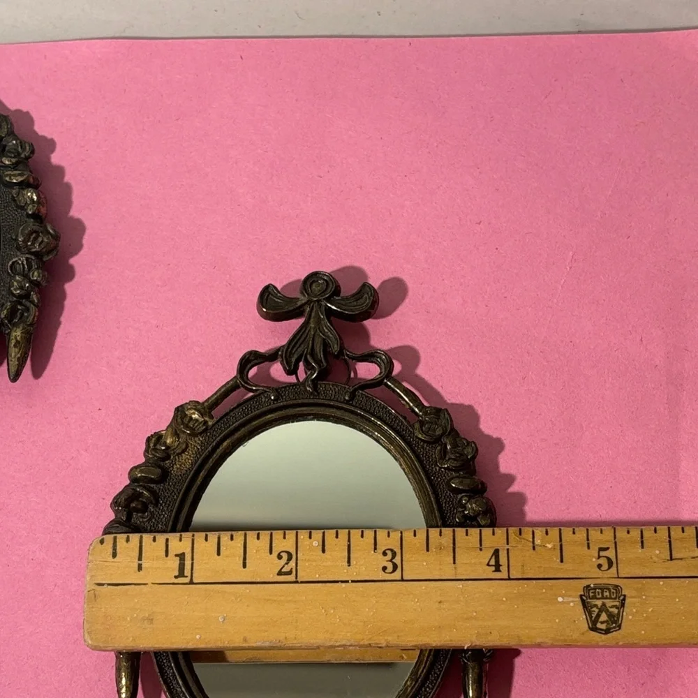 Vintage Ornate Style Bronze Wall Mirrors - Pair